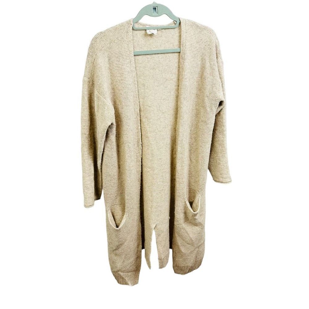 White Crow Cream Size Small Wool Blend Women’s Long  Open Cardigan Jacket